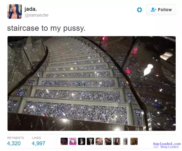 Young lady on Twitter shows off the staircase to her p*ssy